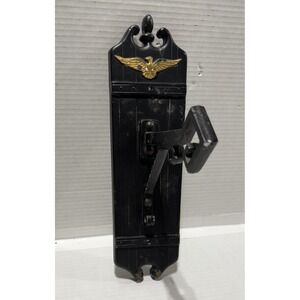 HOMCO Midwest 1364 - Vintage Black Metal Gold Eagle Wall Hook Hanging 14x4 - MCM